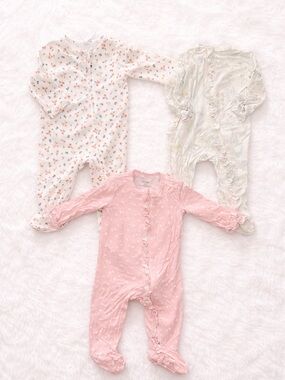 Baby Girl 3M Sleeper Bundle Floral Ruffle Footed Pajamas Set